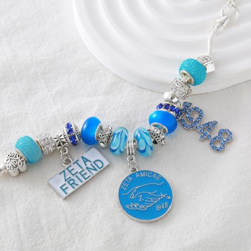 ZETA Friends Greek Letters 1948 Amicae ZA Bracelets Sorority Large Beads Gifts Sisterhood Club Jewelry4