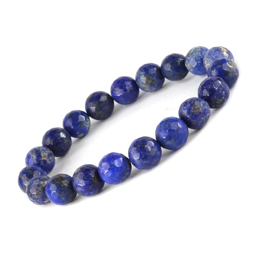 Image of Reiki Crystal Products Certified Natural Crystal Stone Diamond Cut /Faceted 10 mm Beads Bracelet for Men & Women | Reiki Charged Gemstone Jewellery | Multiple Stone Variants Available