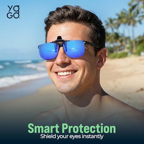 Image of Success Eyewear Clip On Sunglasses Flip Up Polarized Sunglasses Clip onto Eyeglasses Over Prescription Glasses Case Included