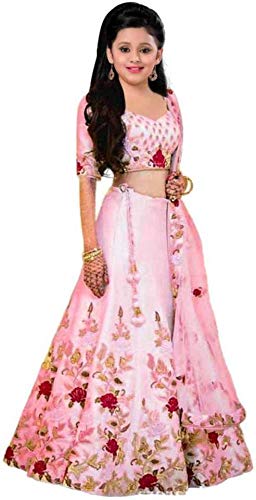 shreeji fashion Lehengha Choli Semi Stitched Lehanga Cholis-Kids Lehenga-Bridal Fancy Designer Gagra Choli Suits For Weddings | Taffeta Satin Silk |,Girls 8-13 yrs |