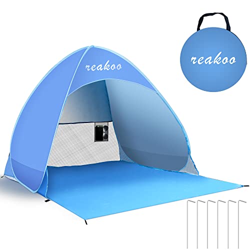 Beach Tent Pop Up, UPF 50+ Beach Shelter, Portable Beach Sun Shade Tent, Automatic Lightweight Beach Shade, Pop Up Beach Tents Shelters, with Carry Bag