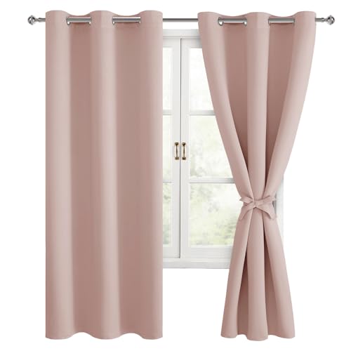 Hiasan Blackout Curtains for Bedroom, 42 x 63 Inches Length, Blush 2 Panels
