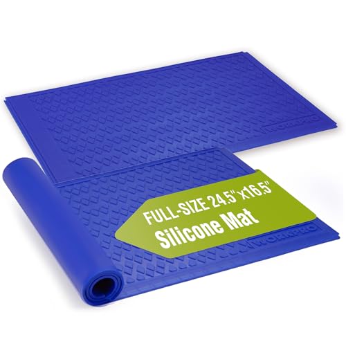 WORKPRO Silicone Glue Mat 2-Pack, Non-Stick Heat-Resistant Silicone Pad with Built-in Measurement Grid, Anti-Slip & Durable Surface for Resin, Epoxy, DIY, Crafts, Woodworking, Garage & Workshop
