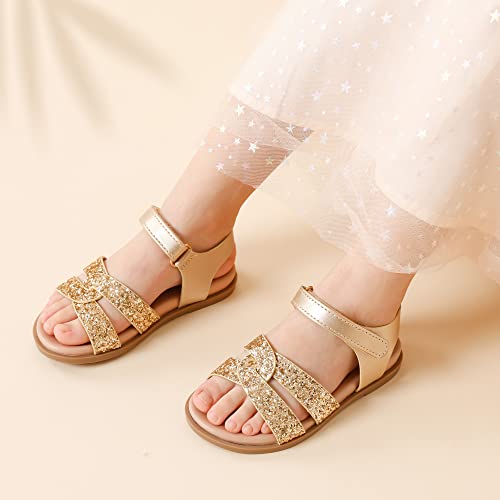 Image of DREAM PAIRS Girls Sandals Open Toe Princess Flat Sandals Strappy Summer Shoes Toddler /Little Kid