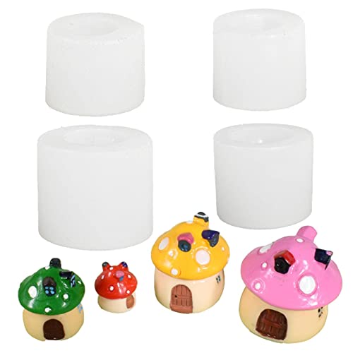 LYKD Moules à Champignons 2 pièces, moules à Champignons en résine, moules à Champignons for Verser des Bougies parfumées en résine époxy (Color : 2 Pieces Mushroom House 01-04)