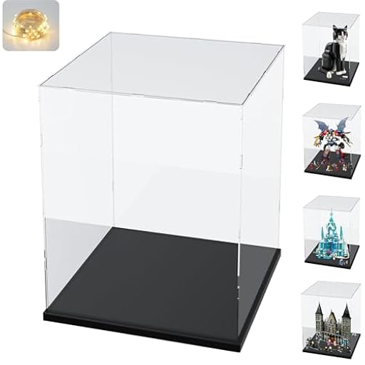 Vitrina Expositora para Colecciones para Lego 21349 71834 76453 43244, Expositor Cajas de Metacrilato Transparente Espesado Vitrina Acrílica con Base de Madera-Plástico &Luz, Interior Negro 30x30x40cm | Ya disponible en tu tienda friki favorita! En mundofriki.es!