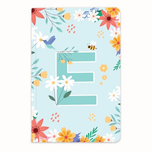 Image of Initial E Premium Soft Bound Notebook Diary for Girls and Women (B6, 90 GSM, 160 Ruled Pages) Floral Design Notebook Journal Diary