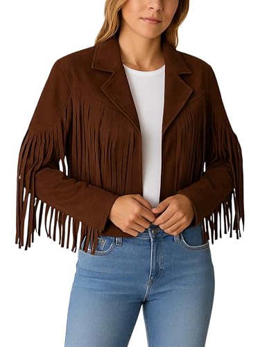 Jild Suede Leather Jacket Women Long Sleeve Fall & Winter