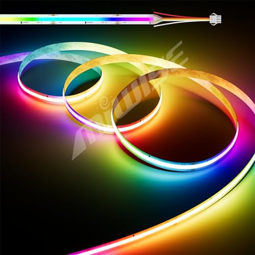 Image of MIWISE RGB Smart IC COB LED Strip Light,20ft Color Chasing Flexible DC24V LED Tape Light,WS2811 Addressable RGB Ribbon,for Party /Home /Office DIY Lighting Projects(Power Supply&Controller NOT Included)