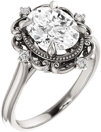 Antique Vintage Inspired Bridal Set, Oval Cut 1CT-5CT, Colorless Moissanite Ring, 925 Sterling Silver, Engagement Ring, Wedding Rings Set, Antique 1920s Inspired Handmade Ring3