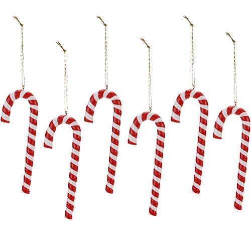 Image for Sea Team Assorted Clay Figurine Ornaments Candy Cane Hanging Decorations, 5.3 inches, Set of 12