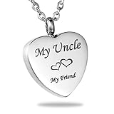 HooAMI My Uncle My Friend Heart Cremation Jewelry Memorial Urn Necklace