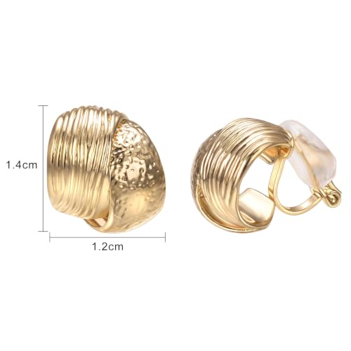 Image of Yoursfs Gold Textured Knot Clip On Earrings for Women Non Pierced Earring 18K Gold Plated Double Half Hoop Earrings Trendy Jewelry