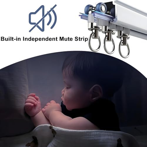 Wall Or Ceiling Mount Curtain Track System, Aluminium Curtain Rod Heavy-Duty Curtain Rails for Living Room Bedroom Room Divider 1.6/3.3/5.6/8.2/9.8/15.7/19.7ft(0.6m(1.97ft))