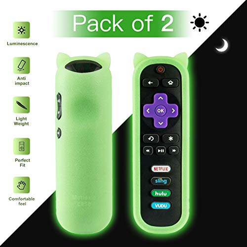 Bedycoon 2 Pack Green Glow Protective Remote Case for TCL Roku TV RC280