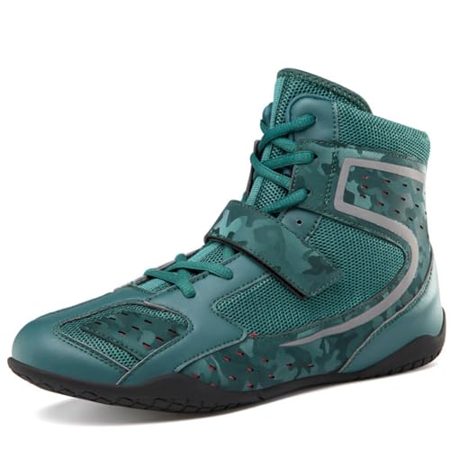 Hixingo Zapatos de Boxeo para Hombre Mujer 36-46, Zapatillas Boxeo Hombre Mujer Cons Uelas de Goma Antideslizantes Zapatillas Lucha Libre Ligero y Respirable (QJ-994 Verde,38)
