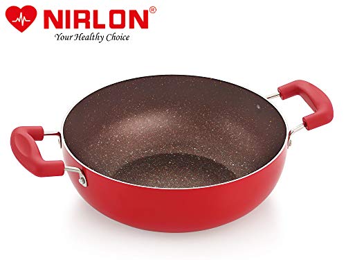 Image of Nirlon Kitchen Accessories for Cooking Non Stick Induction Red Stone Deep Kadhai