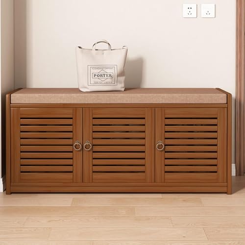 Banc de rangement pour chaussures avec coussin et armoire d'entrée