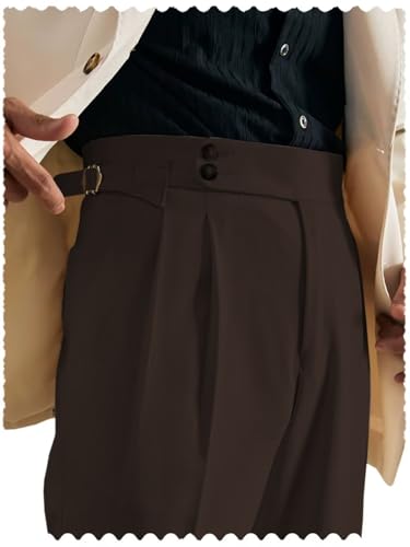 Mens Pants Slim Fit Stretch Dress Pants Pleated Flat Front Casual Business Trousers - Main Image