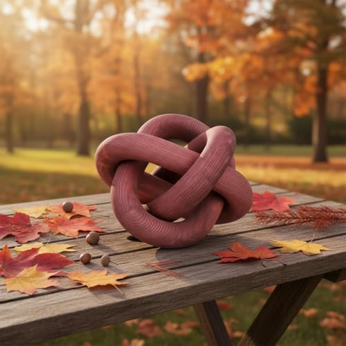 Image of Yalikop 3 Link Wood Knot Decor Rustic Home Decor Accents Hand Carved Coffee Table Decoration, Boho Chain Link Decoration, Modern Shelf, Rustic Objects for Home Living Room Bedroom(Reddish-Brown)