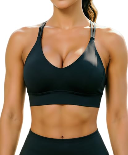 Image of Grace Form Sports Bra for Women Strappy Medium Support Push Up Padded Sports Bra for Running Workout Bra Yoga Bra