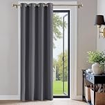 PONY DANCE Blackout Curtain with Eyelet - Grey 52 x 84 Inch Long Door Curtain for Bedroom Thermal Insulated Soundsproof Privacy Single Drape for Living Room, 1 Panel, Gray