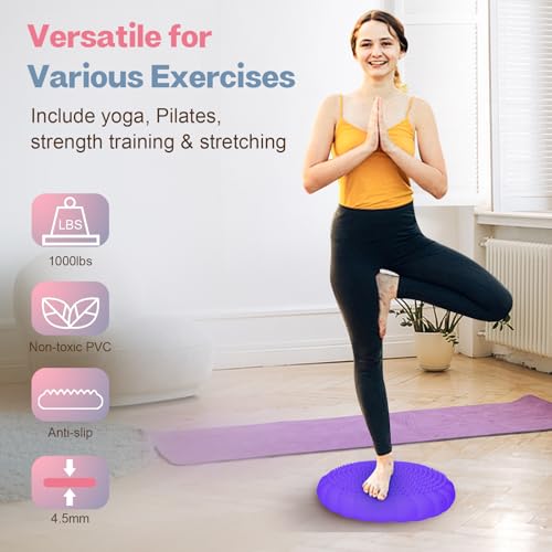 Image of kisnbld Wobble Cushion, Extra Thick Wiggle Seat for Sensory Kids, Non-slip Balance Disc with Inflation Pump for Adults Core Strength, Posture Improvement & Physical Therapy (13.5in /34cm)