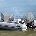 Explore Land Outboard Motor Cover - Waterproof 600D Heavy Duty Boat Engine Hood Covers - Fit for Motor 115-225 HP, Grey