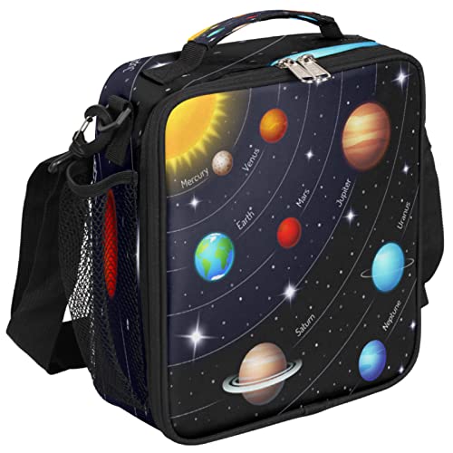 Universe Galaxy Solar System Planets Kids Lunch Box Insulated Lunch Bag Tote for Girls Boys, Cooler Freezable Meal Prep Bag with Shoulder Strap...