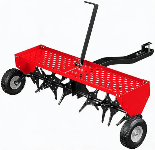 Garvee 40-Inch Tow Behind Plug Aerator,Pull Behind Aerator with Durable Steel Tines Lawn & Tray and Pneumatic Tires Tow Behind Spike Aerator for Lawn, Farm,Planting - image 1