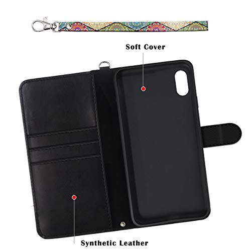 Hocase Iphone Xs Max Case, Pu Leather Full Body Protective Wallet Case With Credit Card Holders, Wrist Strap, Magnetic Closure For Iphone Xs Max 2018 With 6.5-Inch Display - Mandala Flowers #TOP6