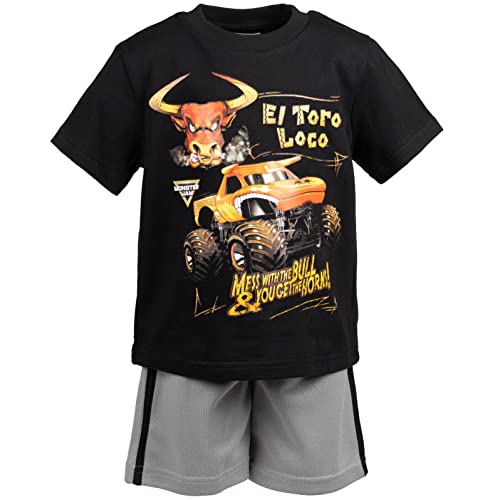 Image of Monster Jam Boys' Athletic 2-Piece T-Shirt and Shorts Set Toddler to Big Kid