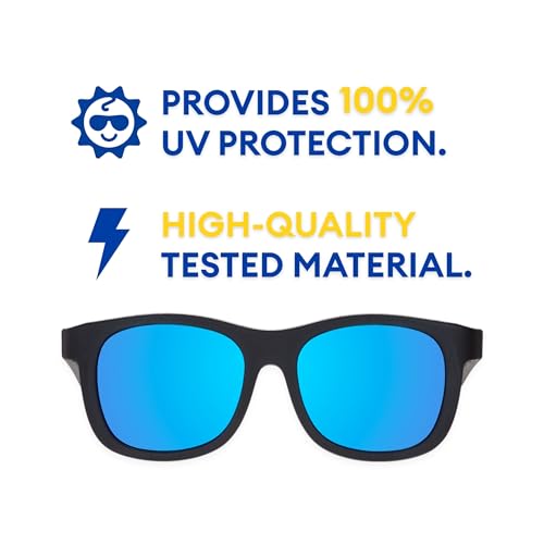 Image of Babiators Kids Sunglasses With Polarized UV400 Lens for 3-5 Years Kid, 100% UVA + UVB Sun Protection | Non-Breakable Flexible Rubber Frame, Shatter and Impact Resistant, BPA Free | Navigators - Black