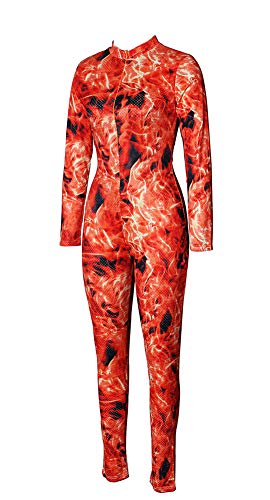Lucuna Women's Sexy Bodycon Jumpsuits Zip Up V Neck Long Sleeve Tie Dye One Piece Outfits Rompers Party Clubwear