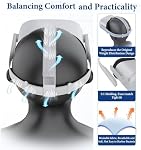 Head Strap for Oculus Quest 2 Headset, Adjustable Original Comfort Headband Replacement with 4 Controller Thumb Grip Caps for Enhanced Gaming Immersion, VR Accessories Compatible with Meta Quest 2