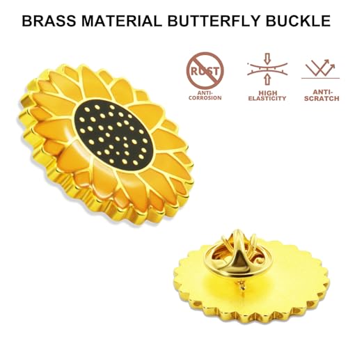 Image of 20 /Pieces Cute Sunflower Enamel Lapel Pin Bluk Sunflower Brooch Gifts Men Women Clothes Bags Hats Accessories for Backpack Yellow Flower