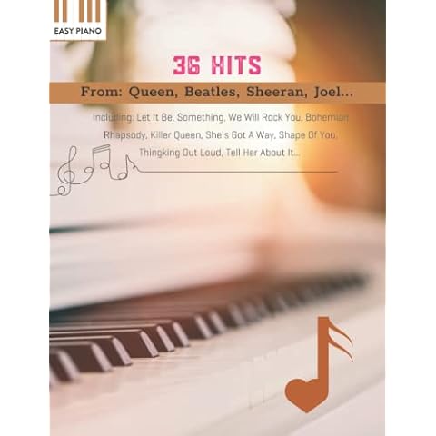 36 Hits Easy Piano: Favorite songs by well-known artists including Queen, Beatles, Joel, Sheeran Cover