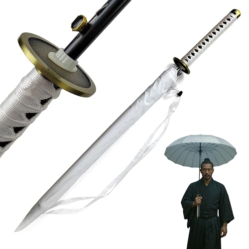 Swords and more One Piece Regenschirm 16K Premium Version Groß Katana Samurai Schwert Regenschirm Sturmfest mit langem Griff (Wado-Ichi-Monji)