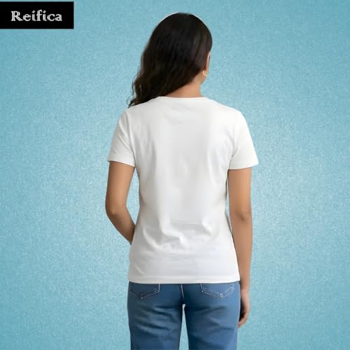 Image of Reifica Women's Plain Half Sleeve T-Shirt Combo Pack of 4