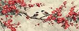 Diamond Painting Rote Blumen, Diamond Painting Erwachsene Groß XXL, 5D DIY Diamant Painting Bilder Vögel, Diamant Malerei Stickerei Mosaikherstellung Bastelset für Erwachsene 200x80 cm -LR506