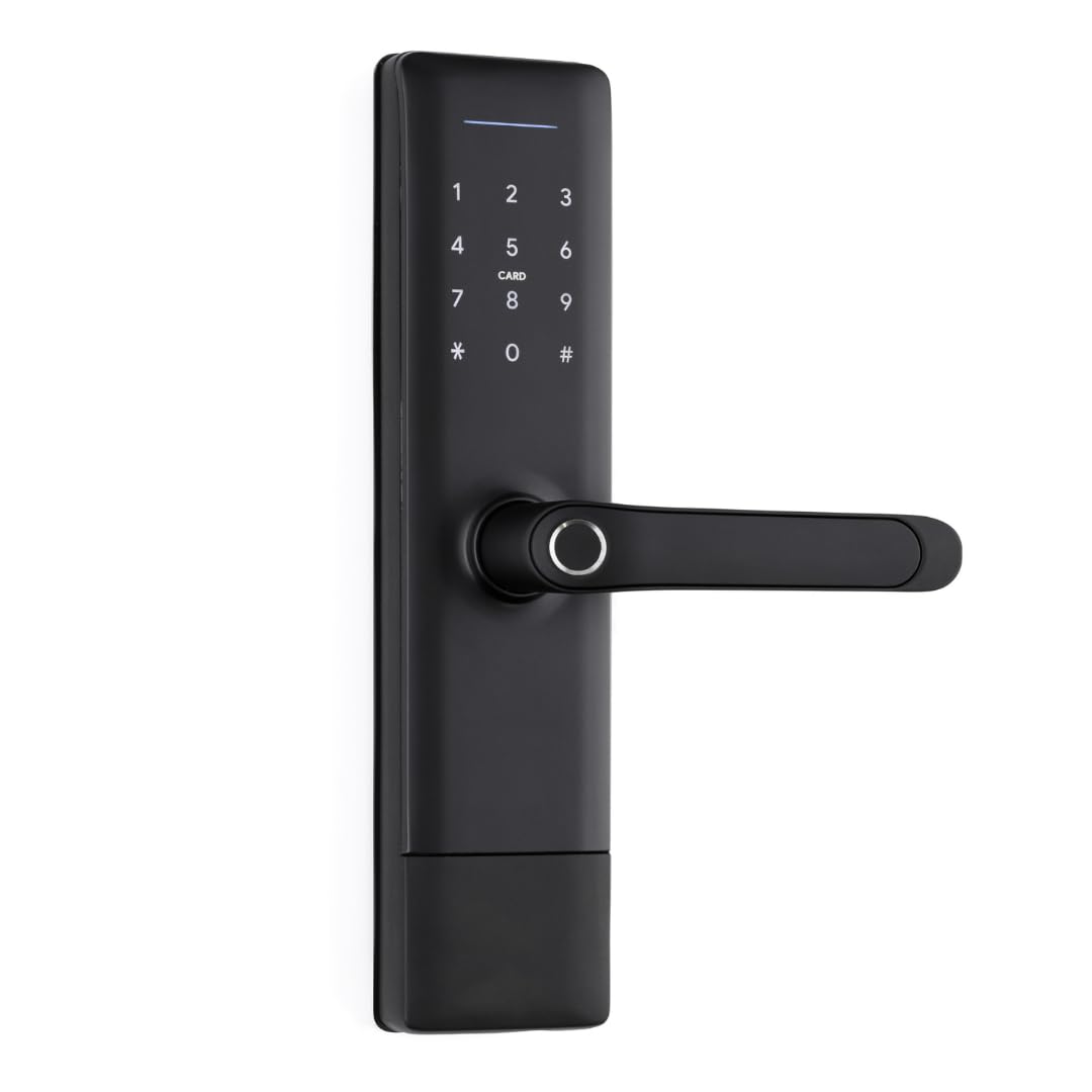 Serrure de porte intelligente TTlock avec poignée – Accès sans clé par code, empreinte ou mobile – Verrou électronique pour porte en bois, aluminium ou portail extérieur