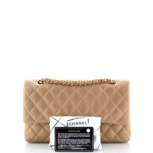 Pre-Loved Classic Double Flap Bag Quilted Iridescent Caviar Medium, Gold2