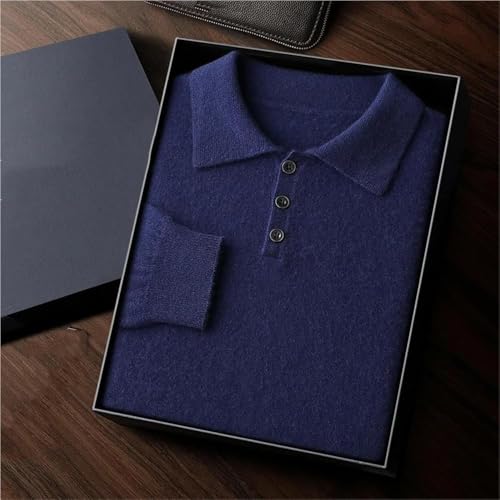Men's Cashmere Wool Lapel Knit Sweater Loose Fit Polo Pullover Comfortable Warm Versatile Office Wear Casual Top3