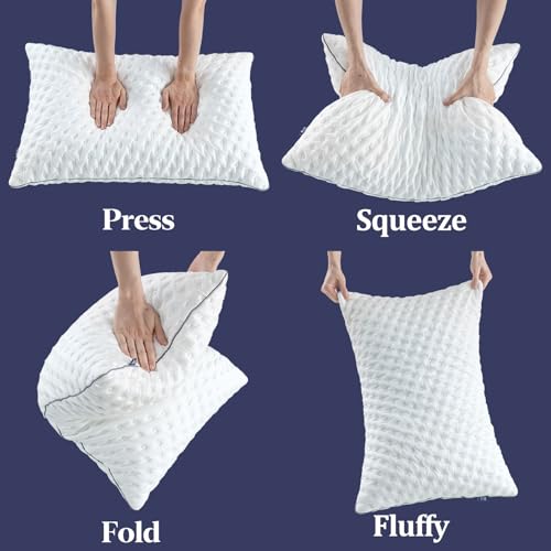 BedStory Bettkissen 50 x 80 cm - geschredderter Memory-Schaum und Faser mit verstellbarer Füllung, weich und atmungsaktiv zum Schlafen, Bezug waschbar
