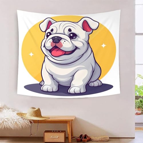 Tapisserie murales bouledogue 3D pour habiller un mur vide sans peindre