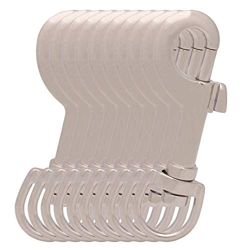 BIKICOCO Gancho giratorio de 3/5 pulgadas, cierre de mosquetón con resorte de gatillo, extremo de anillo en D, para llaves, llaveros, etiquetas y cordones, color plateado, paquete de 10 Cover