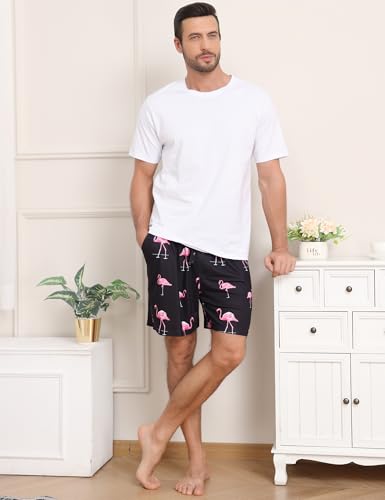 SWOMOG Mens Pajama Shorts Sleep Shorts Modal Soft Loungewear Bottoms with Button Fly & Drawstring & Pockets4