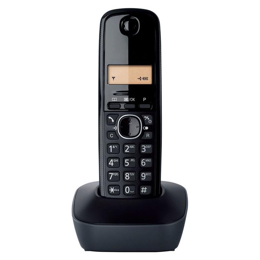 Téléphone sans fil DECT écran LCD noir ergonomique maison bureau fixe