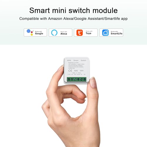 2PACK WiFi MINI Smart Light Switch,Neutral wire required,DIY Home Automation,Works Alexa/Google,16A 4000W High-Power 2 Way,Voice/Remote Control,Universal light-Controlled Circuit Breaker - Image 3