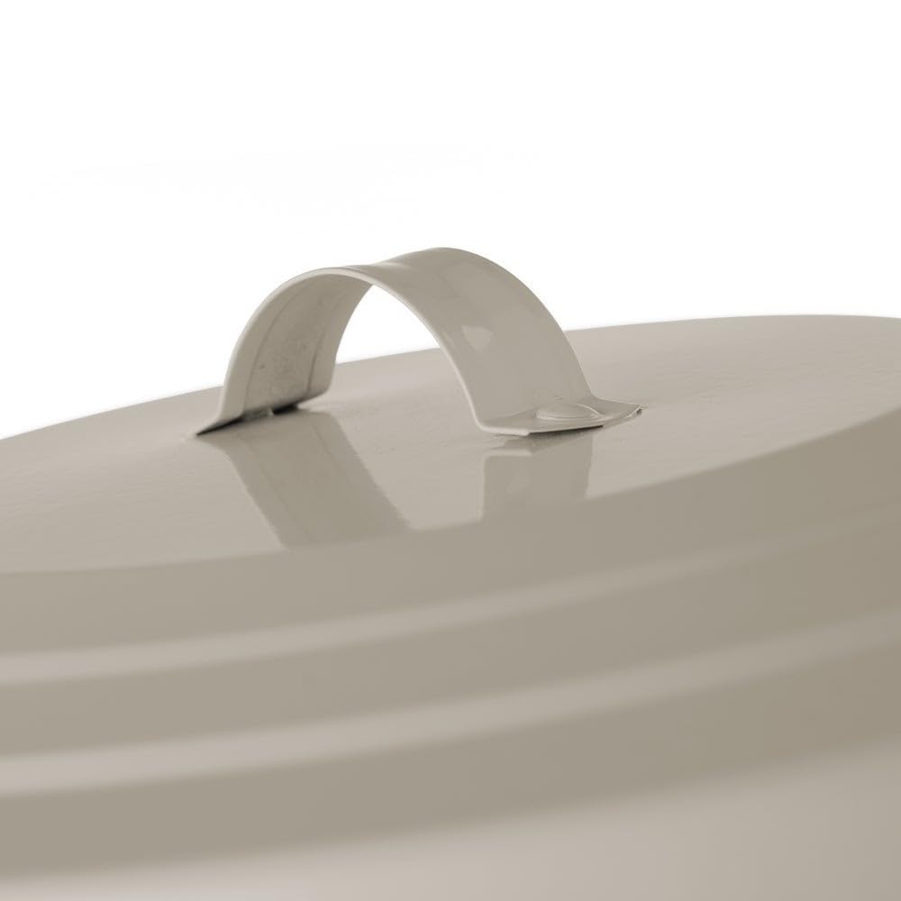 LOLAhome - Papelera de cocina de 20 litros beige, Cubo basura de pedal Retro redondo metálico de zinc galvanizado de 20 litros